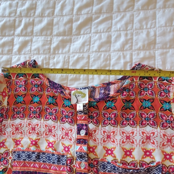 Plus Size Anthropologie Fig and Flower Long Blouse Womens 1X Floral Pockets - Picture 10 of 11